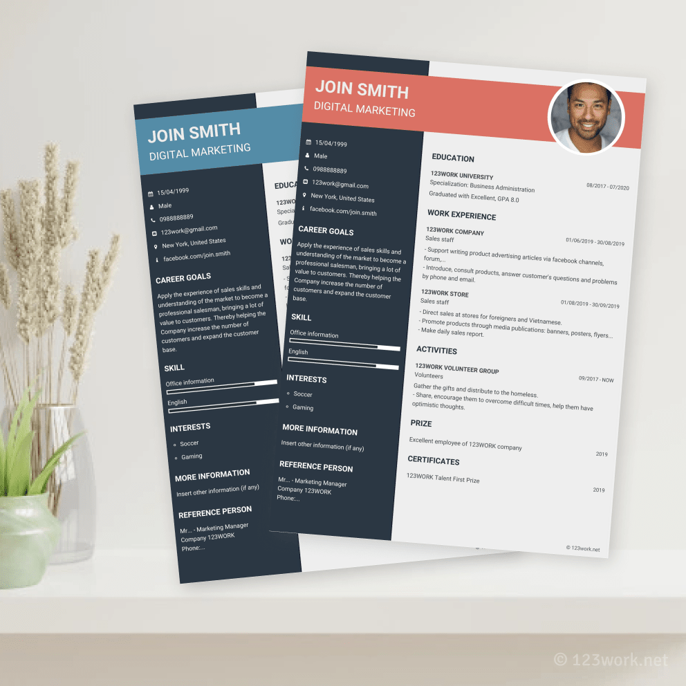English Resume template - Outstanding 8